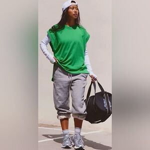 NWT Free People Movement S Throw and Go Solid Tee in Green Sheen New Top Tunic